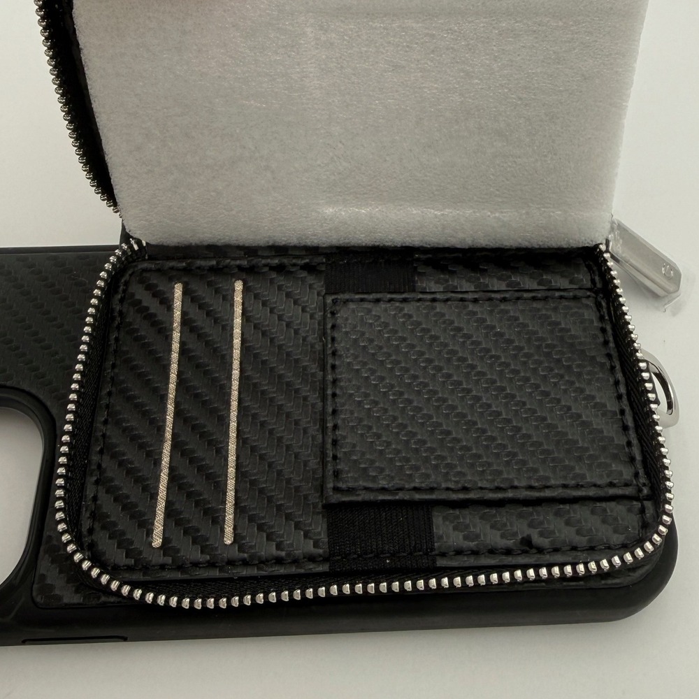 Custype iPhone 13 Pro Wallet Case Black Zipper Pouch Card Holder NEW - Picture 6 of 7